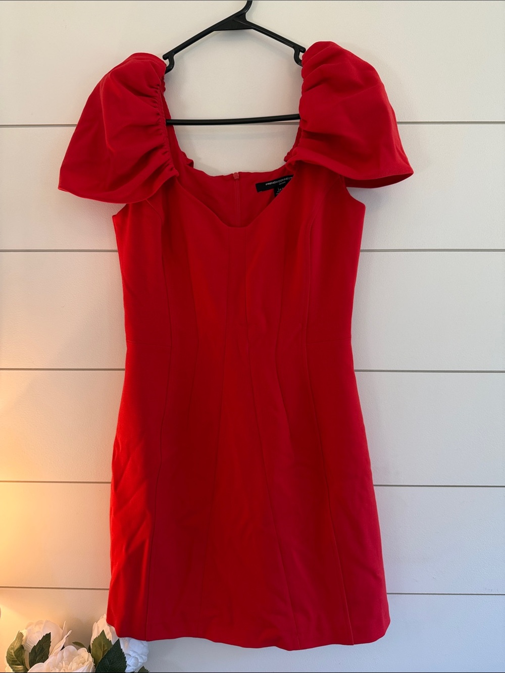 French Connection Red Puff-Sleeve Women's Dress